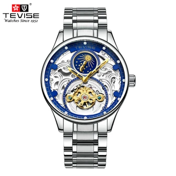 

TEVISE Business Tourbillon Automatic Self Wind Watches Men Mechanical Watch Stainless Steel Moon Phase Wristwatches Montre Homme