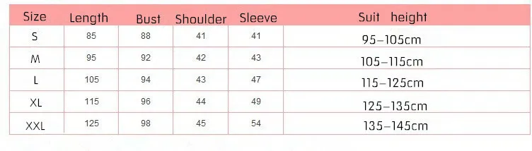 SIZE TABLE