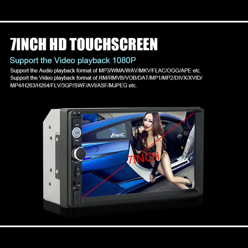 Car Bluetooth MP5 Player 7 Inch HD 1080P Touch Screen Player Car MP5 Support TF USB AUX FM Radio Rear View Camera Remote Control (6)