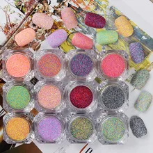 1 Box Hot New Nail Sandy Sugar Mixed Powder Manicure Nail Art Glitter Powder Dust Tip Nail Art Decoration Nail Tools 12 Colors