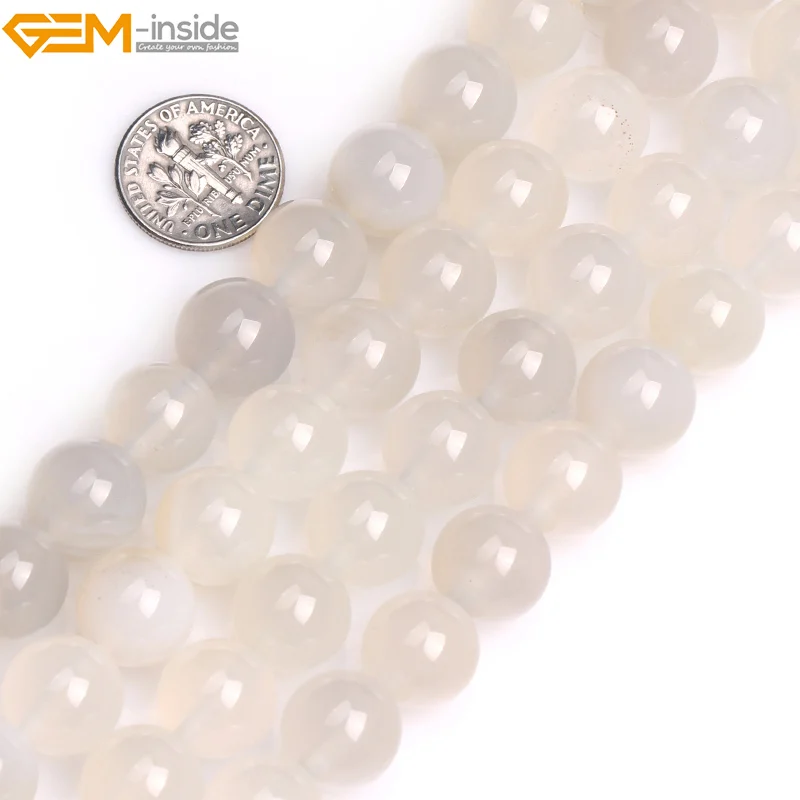 Бусы из камня Агата самодельные круглые белые 6 14 мм 15 дюймов|stone beads|beads for jewelry