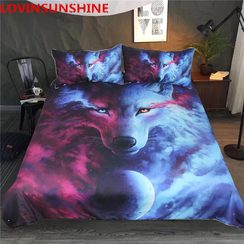 

Wolf 3D Duvet Cover With Pillowcases Wolf Eye Bed Set 3pcs Art Print Bedclothes Where Light And Dark Meet Bedding Set