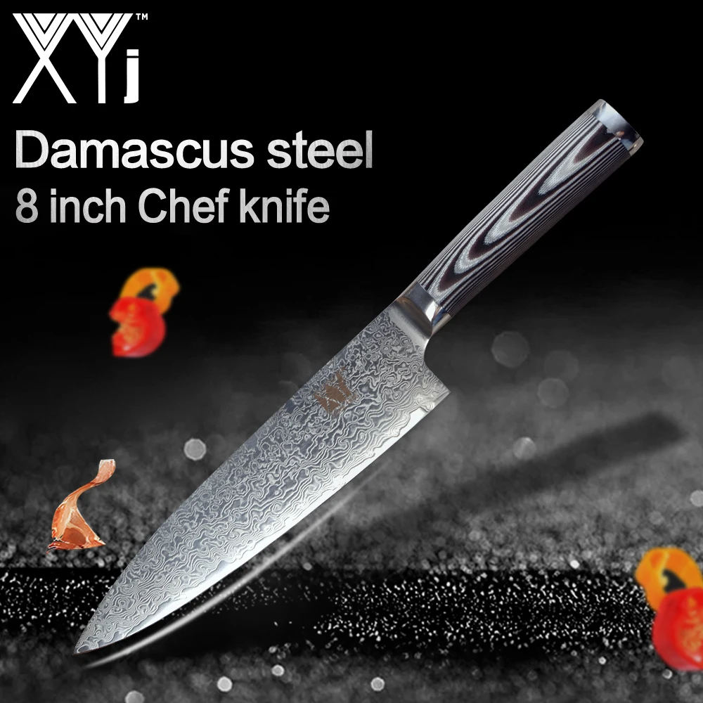 New Arrival 2019 XYj 8 inch Chef Kitchen Damascus Cooking Knife AUS-10 Damasus Steel G10 Handle Kitchen Knives Accessories Tool New Arrival 2019 XYj 8 inch Chef Kitchen Damascus Cooking Knife AUS-10 Damasus Steel G10 Handle Kitchen Knives Accessories Tool