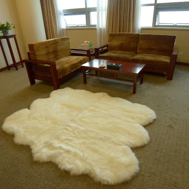 free shipping big size merino cream white 6 sexto hotel home decoration real nature sheepskin carpet