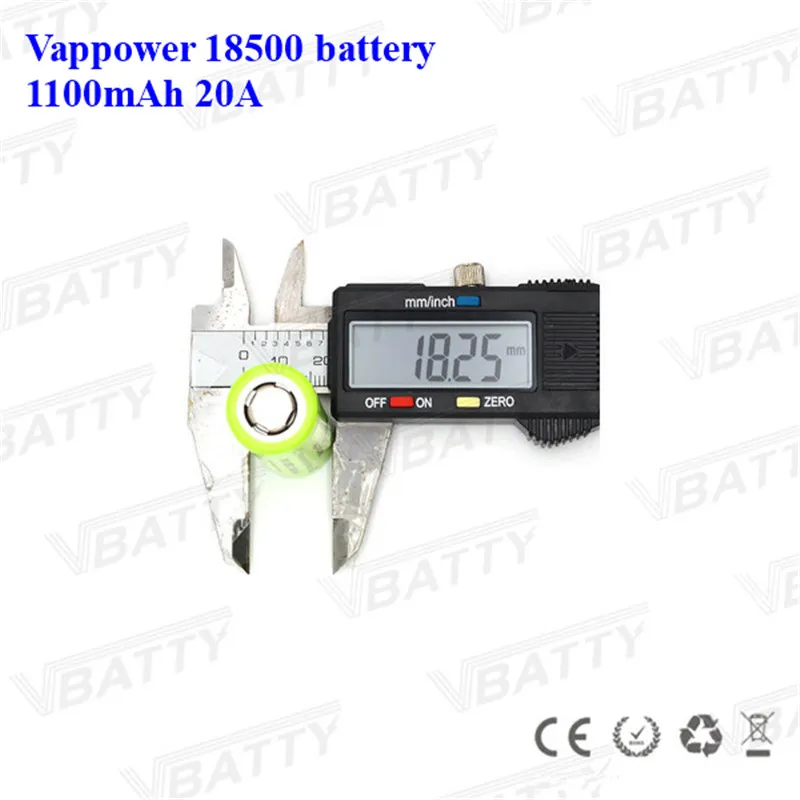 Vappower IMR 18500 1100mah 10A 10