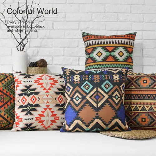 

New Ethnic Aztec Bohemia Geometric Abstract Linen Throw Pillow Case Cushion Cover African Decorative Couch Pillows Sham Decor