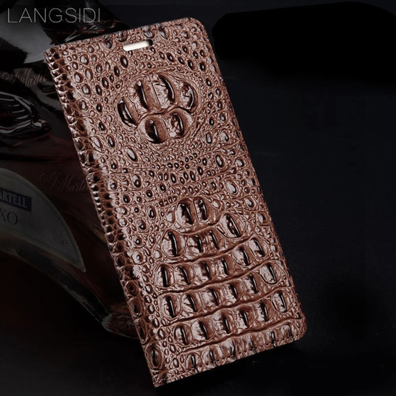 

LANGSIDI genuine leather flip Wallet Wholesale for Huawei p30 lite case Crocodile back texture For p30 pro handmade phone case
