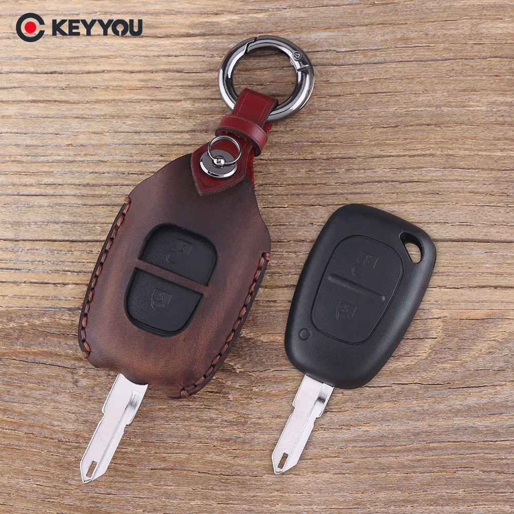 KEYYOU 2 кнопки крышка для автомобильного ключа Renault traffic Master Vivaro Movano Kangoo кожаный