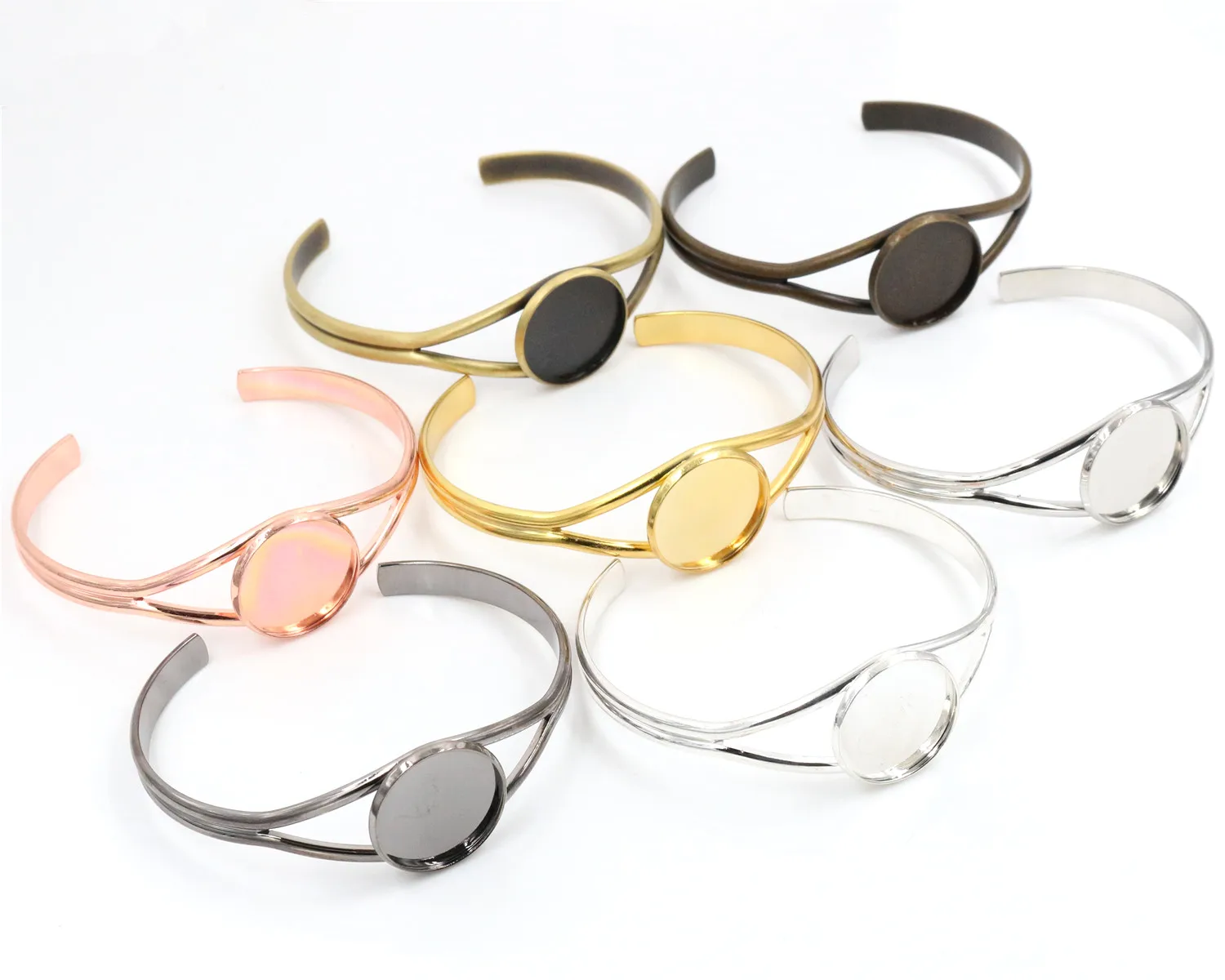 

20mm 7 Colors Plated V Shape Bangle Settings Bracelet Cabochon Base Cameo Blank Bezel Tray High Quality Accessories