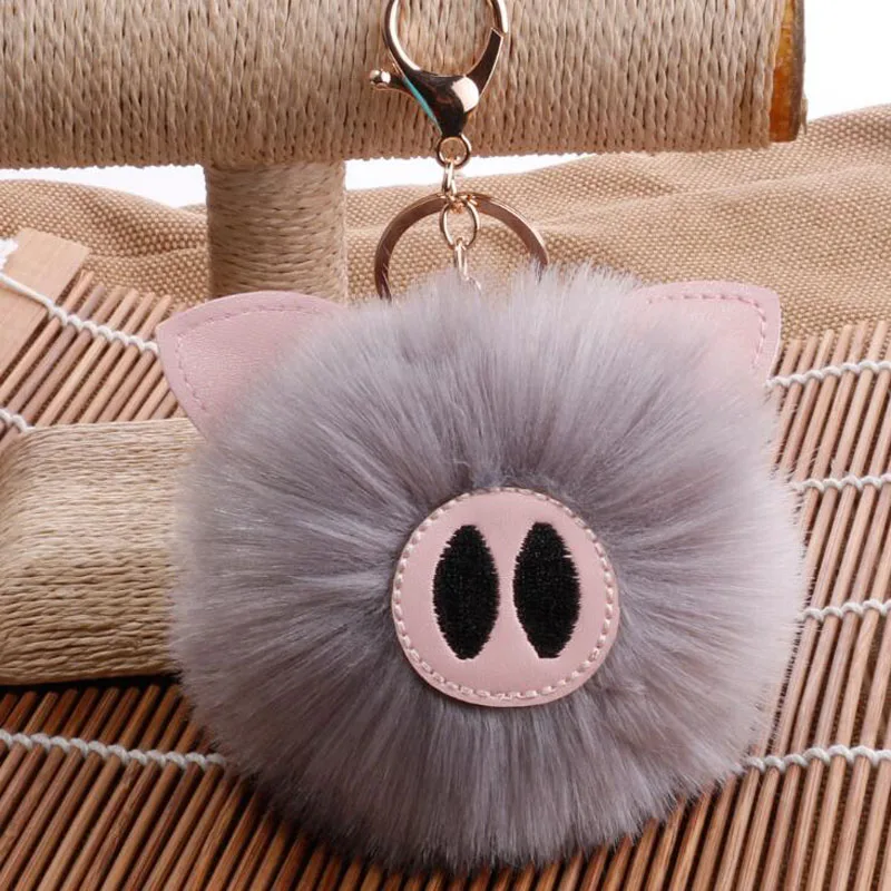 QiYuFang Cute Piggy pompón conejito llavero llaveros pom llavero conejo piel bola bolsa chapeiro pompón mujeres coche bolso llaveros QiYuFang Cute Piggy pompón conejito llavero llaveros pom llavero conejo piel bola bolsa chapeiro pompón mujeres coche bolso llaveros