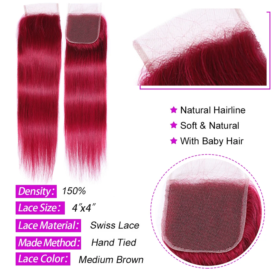 Human Hair Bundles With Closure 2/3 Bundles With Closure Remy Hair Brazilian Straight Hair Bundles With Closure Color Burg# 4# Human Hair Bundles With Closure 2/3 Bundles With Closure Remy Hair Brazilian Straight Hair Bundles With Closure Color Burg# 4#