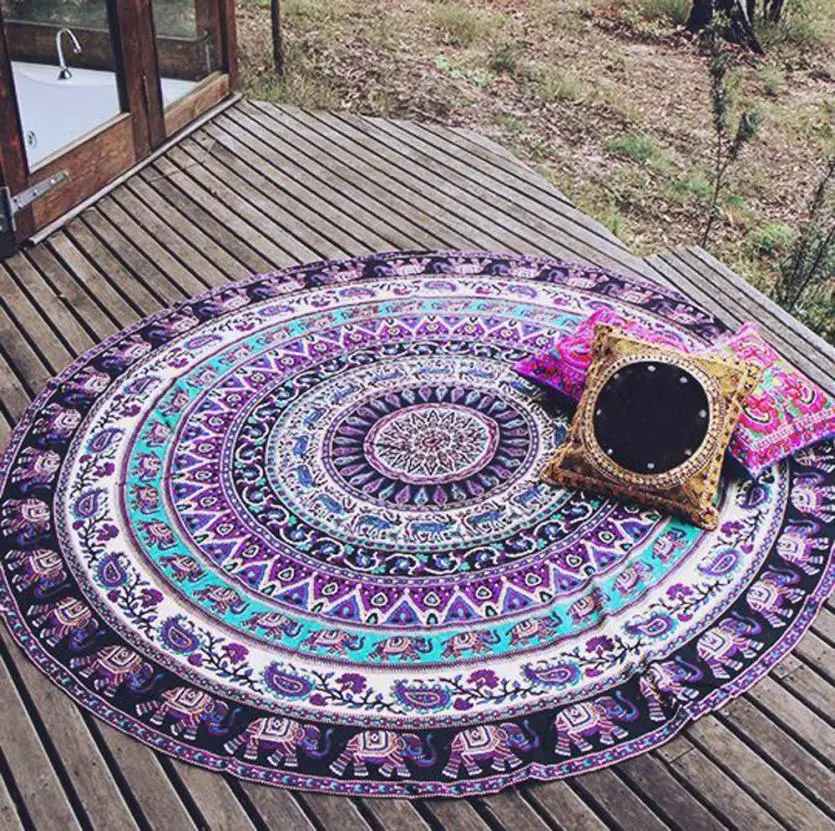 Image Newest Round Beach Pool Home Shower Towel Blanket Table Cloth Yoga Mat Levert Dropship dig6711