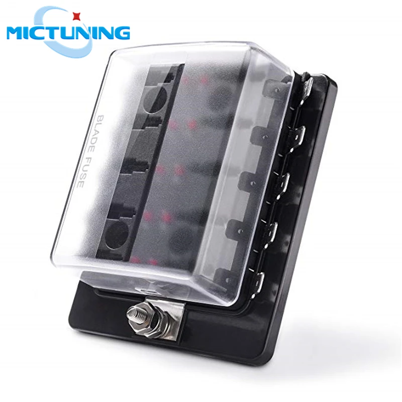 MICTUNING 10-Circuit 10 Way ATC/ATO автомобильный лопастной держатель предохранителя блок предохранителей с крышкой высокое качество Автомобильный светодиодный с подсветкой 32 в