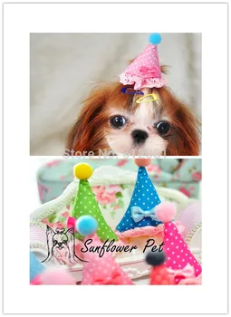 

Free Shipping(30 PCS/lot) Pet birthday and holiday lace Hat hairclip Pet Barrettes,pet hairclip hairpin bow 30pcs/lot