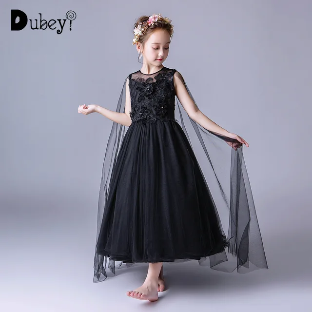 Teenager Girl Black Princess Dress Long Frocks for Girls 10 12 Years