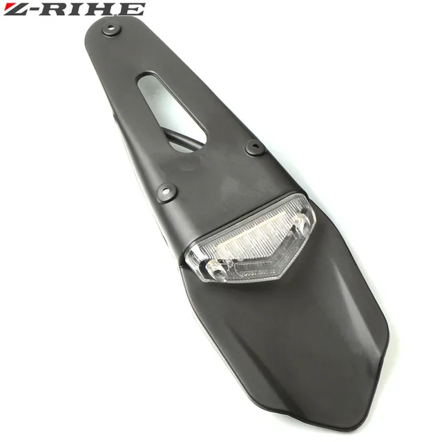 Motorcycle Enduro Trial Bike Fender 12 LED Brake Stop Rear Tail Light Motorbike Taillights Scooter Moto LED Turn Signal Light silver