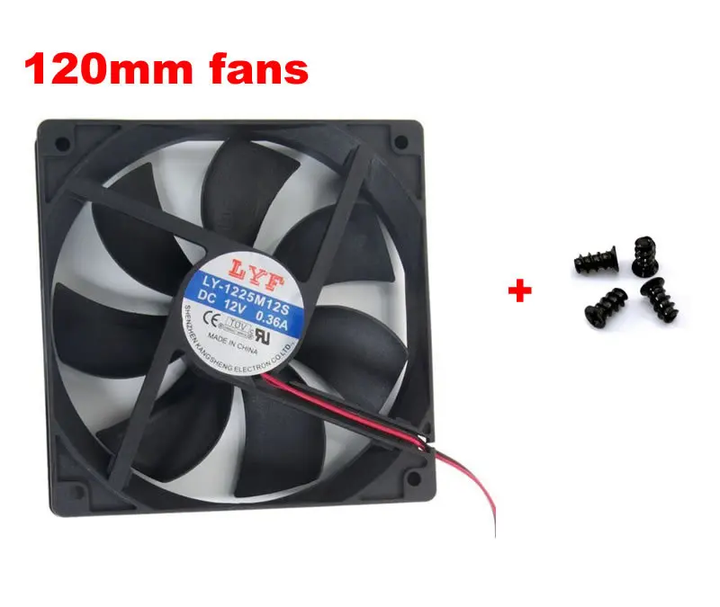 120mm Black Fans For Computer PC Case Cooling +Screwsin Fans & Cooling