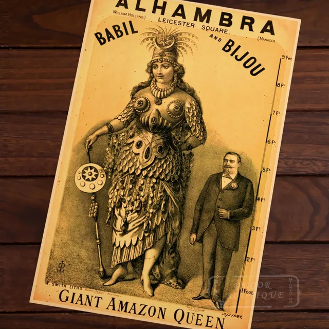 Victorian Freak Show Giant Amazon Vintage History Retro Poster ... Victorian Freak Show Giant Amazon Vintage History Retro Poster ...
