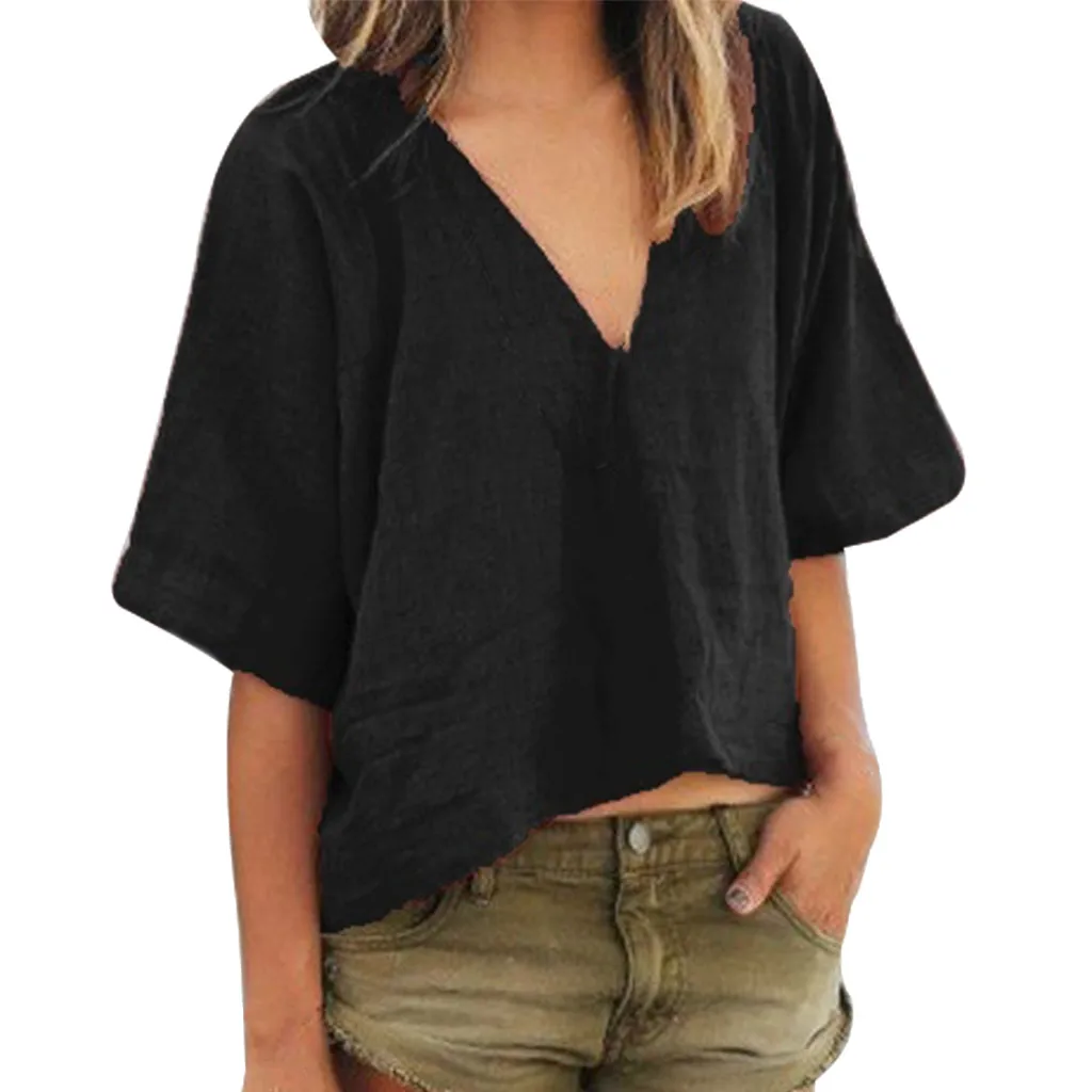 

SAGACE New summer blouses for women 2019 Women's Fashion Casual V-neck Blouse Summer Short Sleeve Casual shirts top female new