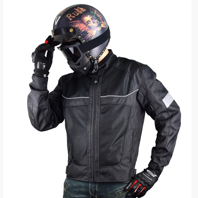 

Summer Black Reflective Motorcycle Jacket Protective Men Motorbike Motocross Racing Coat Men's Sportswear Gear Jackets MTB DH