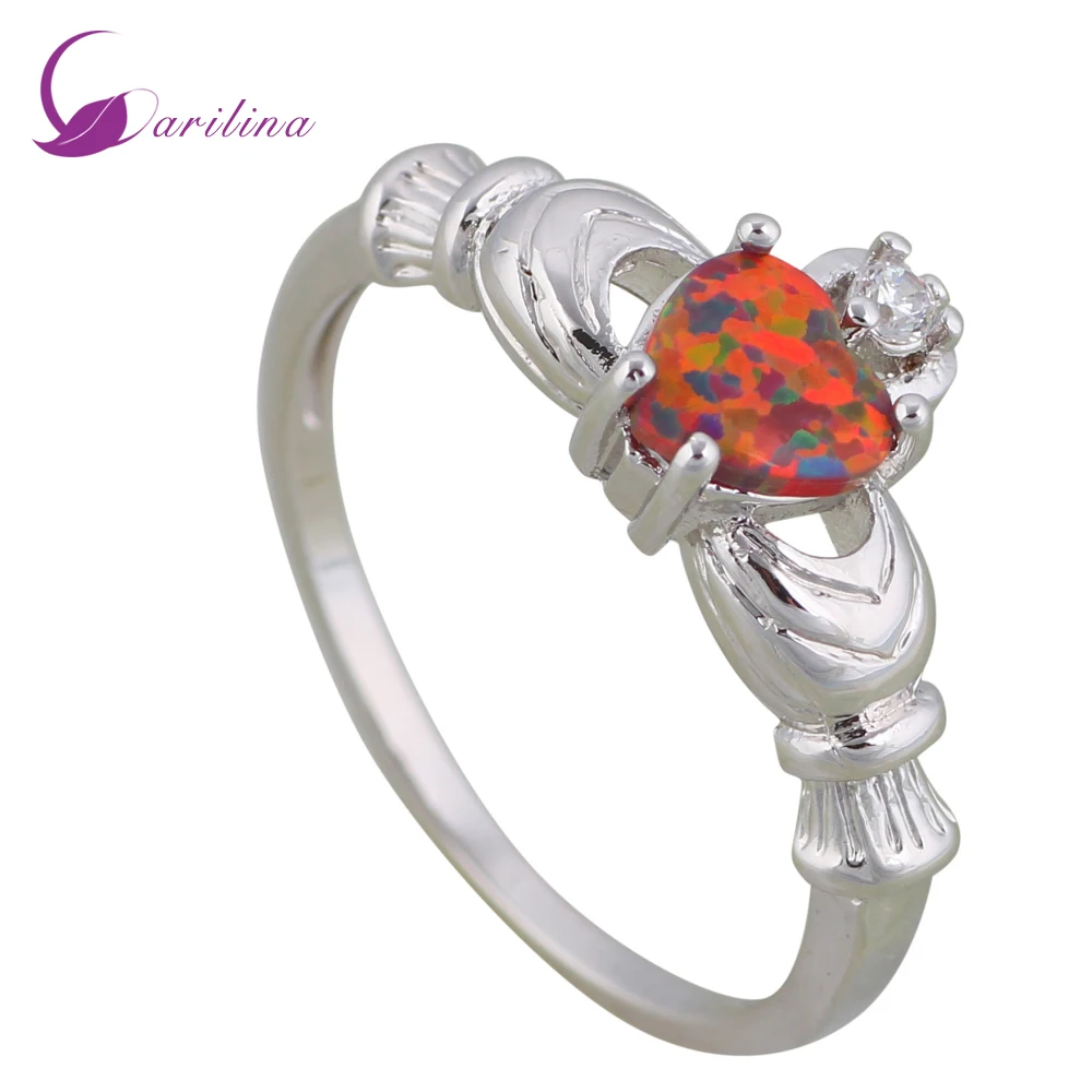 

Fashion Rings For Women white Topaz Rings Orange Fire Opal 925 Sterling Silver Overlay Jewelry Size 6 7 8 9 10 R008