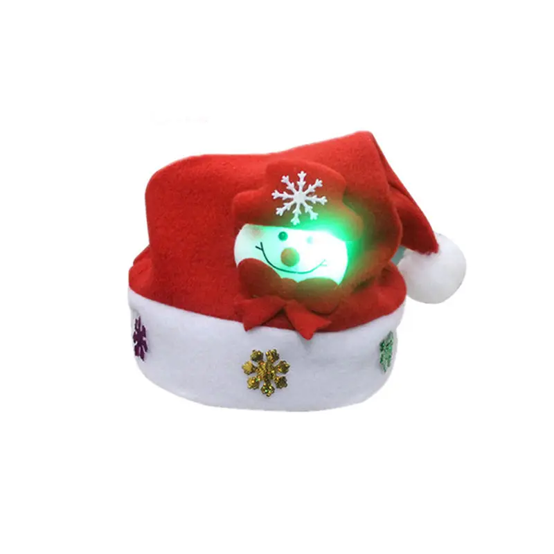 

1pcs Kids Adult LED Christmas Hat Non-woven Fabrics Santa Claus Reindeer Snowman Festive Party Supplies Xmas Gifts Cap