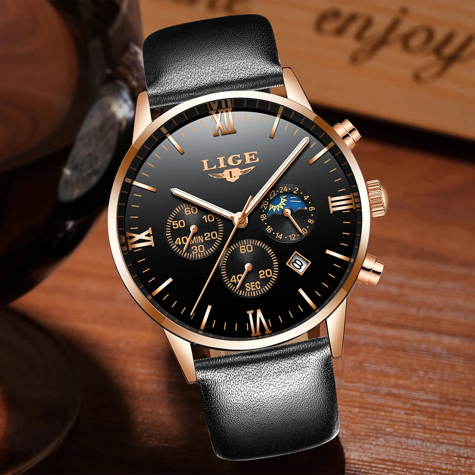 LIGE золотые кварцевые часы Топ бренд Роскошные мужские часы модные мужские наручные часы из нержавеющей стали Relogio Masculino Saatler