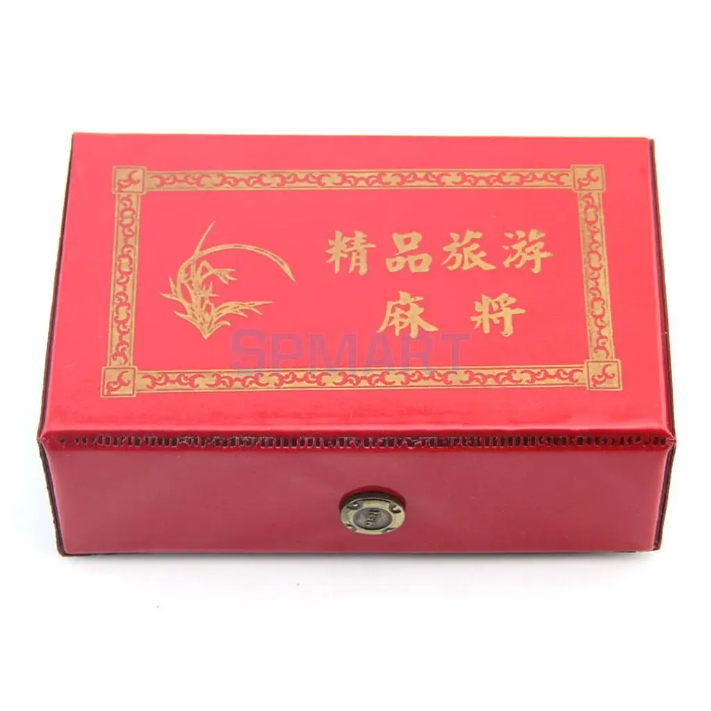 Mini Mahjong Mahjongg Mah Jongg Mah-Jongg Majiang Travel Board Game Set Chinese Traditional Mahjong Games 144 Tile in Case Toy