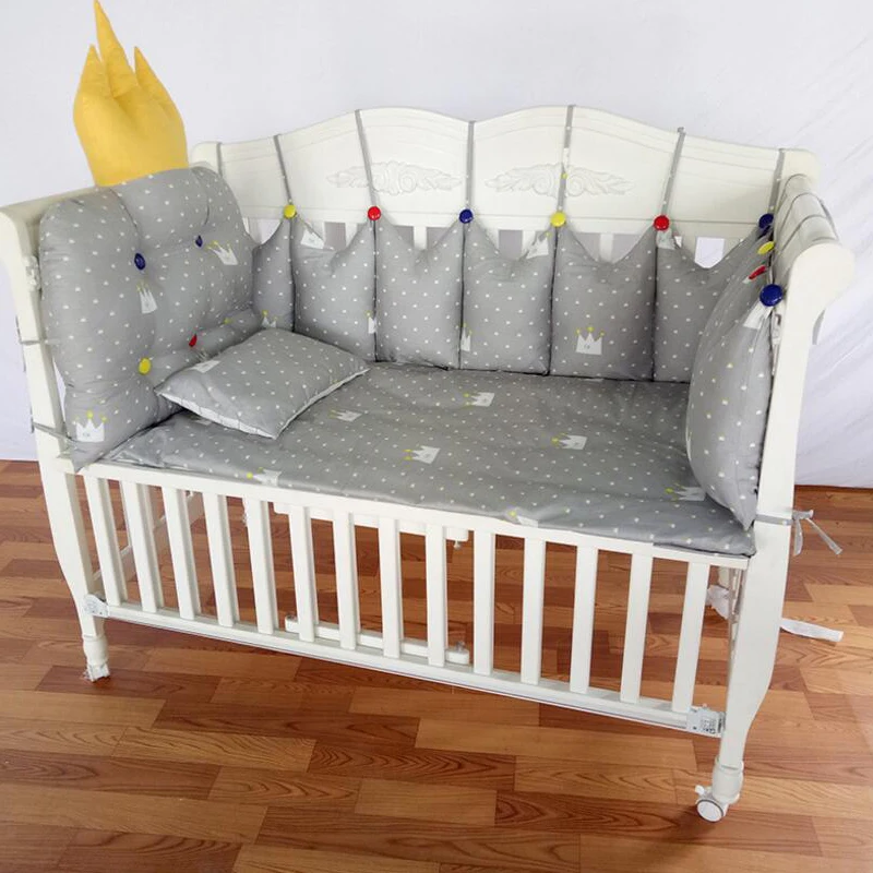 

Toddler Bedding Set baby bed Bumpers Around Cushion Pillows Detachable Crib Duvet Cover 5pcs/set cotton BWZ021