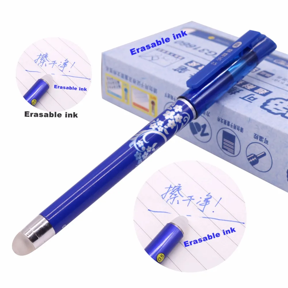 12 Pcs Magic Pen Erasable Gel Pen 0.5mm Tip Blue Refill Student