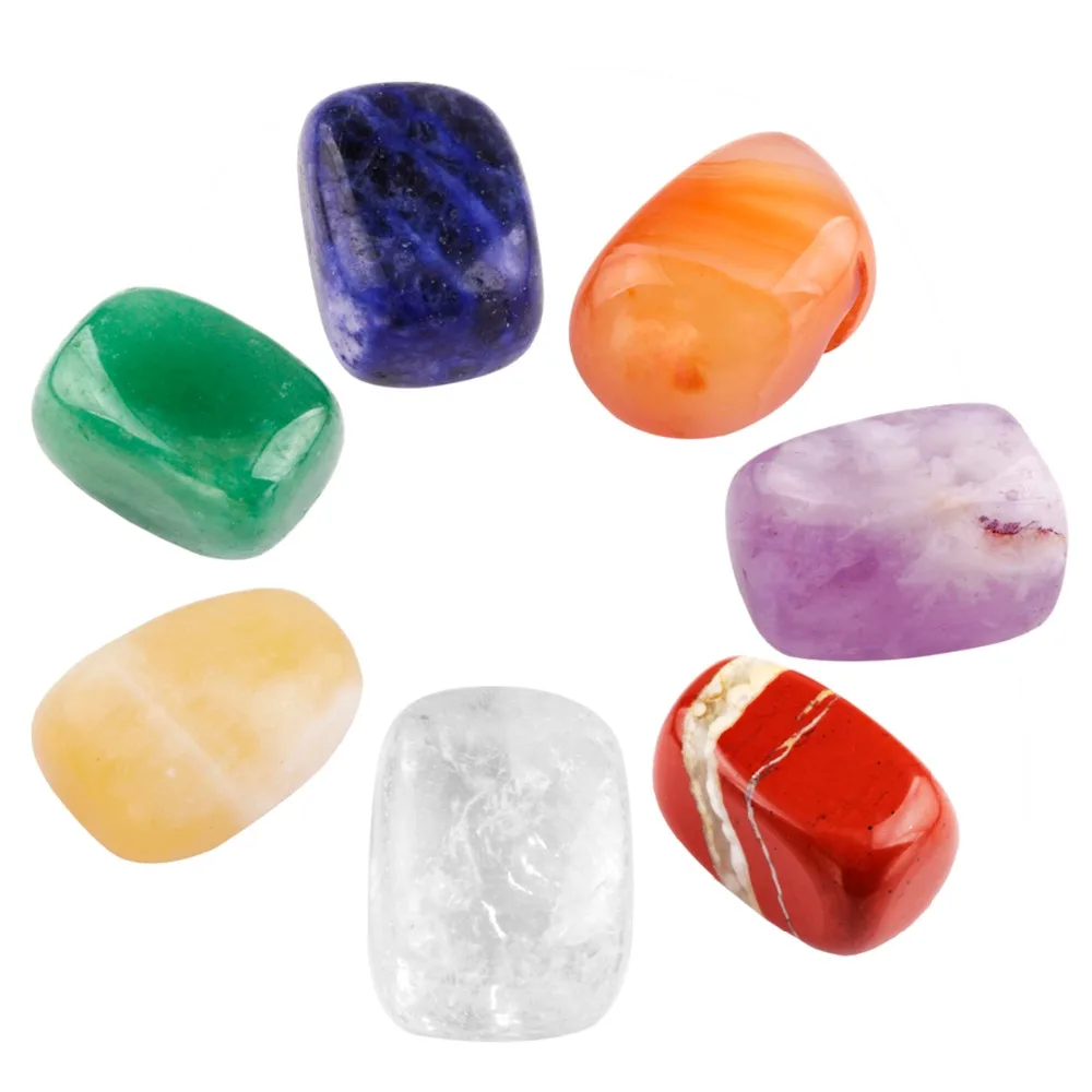 TUMBEELLUWA 7 Chakra Tumble Stone Healing Crystal Natural Palm Stone