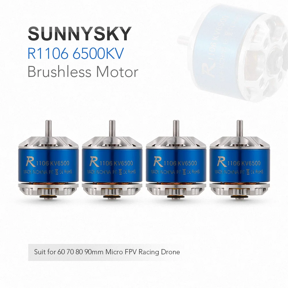 

4pcs SUNNYSKY R1106 6500KV 1-2S Brushless Motor for 60 70 80 90 Micro FPV Racing Drone Quadcopter Helicopter Servo Motor Parts