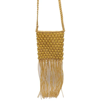 

Handmade Rope Woven Handbag Knitted Rattan Summer Beach Bag Tassel Feminine Crochet Fringed Women Shoulder Bags New