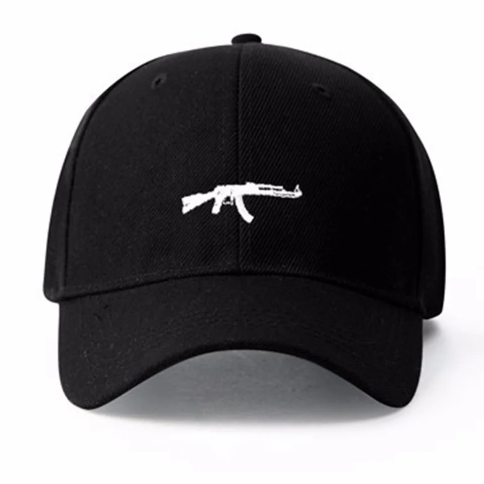 

Top Selling Uzi Gun Baseball Cap US Fashion 2018 Ak47 Snapback Hip Hop Cap Curve Visor 6 Panel Hat Casquette De Marque