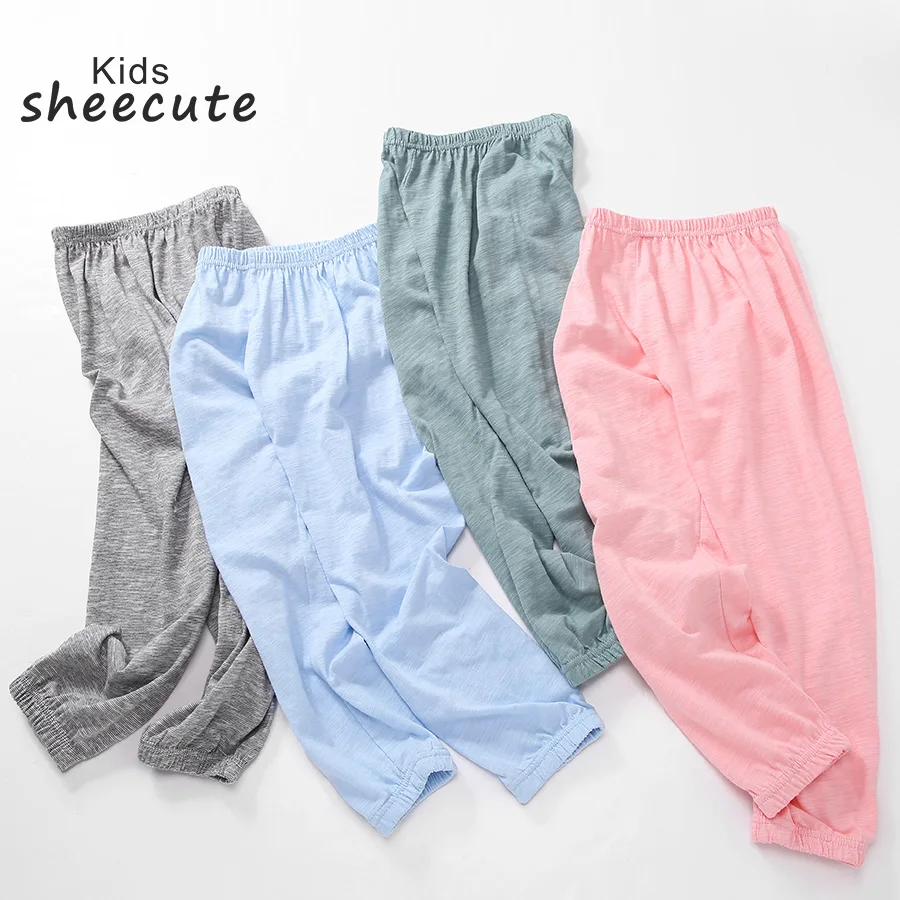 SheeCute Summer Girls Boys Full Length Candy color Casual Loose Cotton pants 3-10Y SCH726