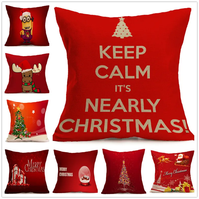 Custom Wholesale Natal Merry Christmas Decorations for Home Festive Pattern Car Sofa Decoration Cushion Pillowcase 45x45cm (6)