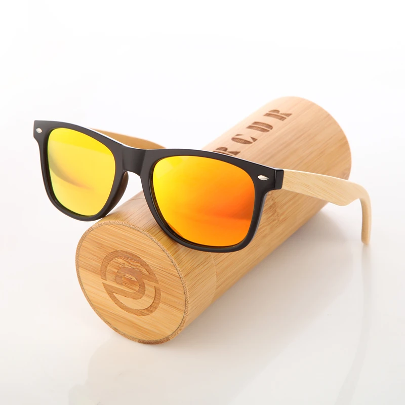 BARCUR Bamboo Polarized Sunglasses Fashion Wood Frame Sunglasses