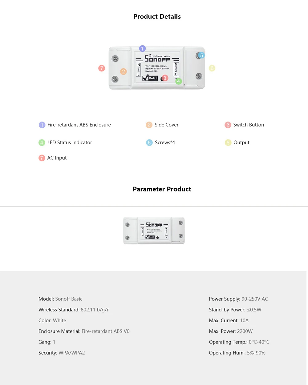 Sonoff Basic R2 WiFi беспроводной умный пульт дистанционного включения/выключения времени DIY модуль переключатель для MQTT COAP iOS Android Голосовое управление Умный дом