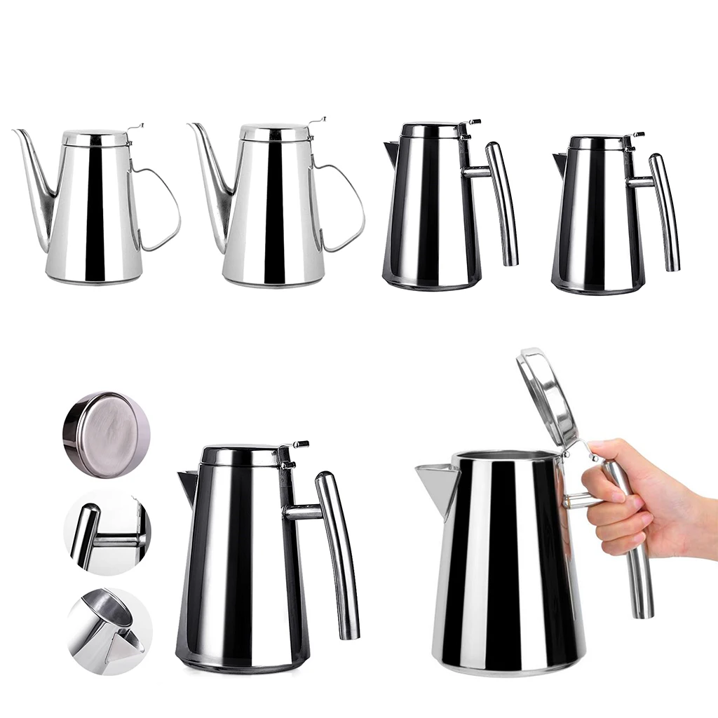 Stainless Steel Cold Water Juice Coffee Pot Teapot Jug for Kitchen Dining Teapots Water Kettle 1.2L 1.7L Silver 