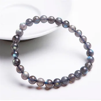

7mm Genuine Natural Labradorite Gemstone Crystal Round Bead Stretch Bracelets For Women Femme