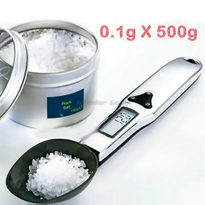 ЖК-дисплей 500 г/0,1 г домашние кухонные электронные мини-весы для взвешивания пищи, измерительная ложка