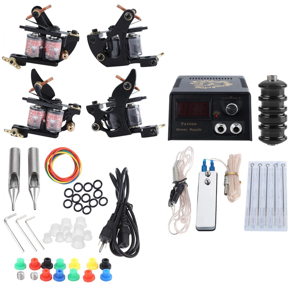 

Tattoo Kit 2 Machine Guns Shader Needles Power Supply Tips for Beginner 10 Wrap Coils Body Art Tattoo Gun Kit Beauty Makeup Tool