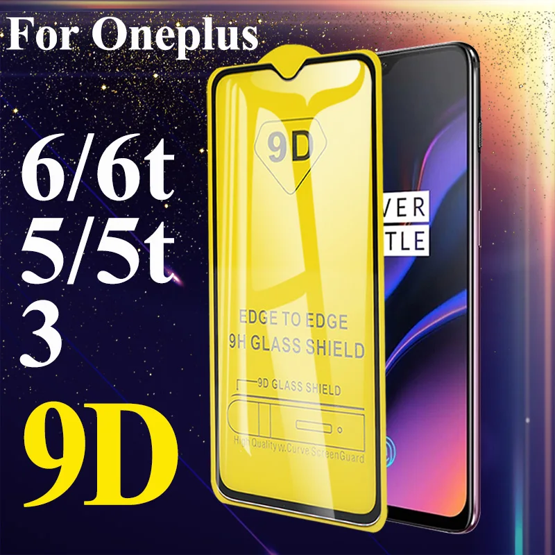 

9D Protective glass on for oneplus 6t 6 5t 5 3 t tempered glas one plus t6 t5 screen protector 1+ verre tremp safety sheet armor
