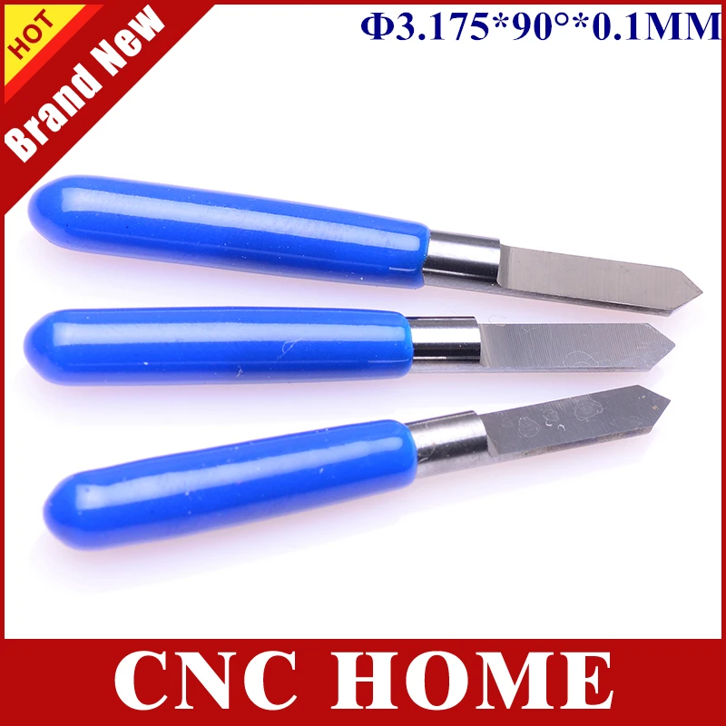 

10pcs 3.175 SHK 90 Degree 0.1mm Flat Bottom CNC Router Bits, Carbide Engraving Tools, PCB Cutters Tools on Wood, MDF, Machine