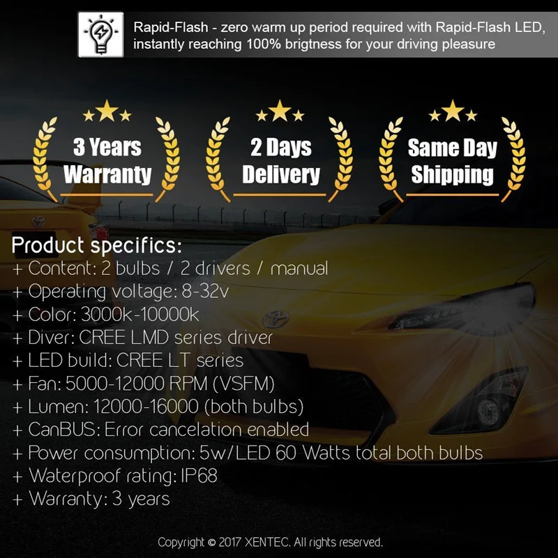 CARSUN Автомобильная фара H7 H4 LED H8/H11 HB3/9005 HB4/9006 H1 H3 9012 H13 9004 9007 60 Вт 7200lm авто лампа