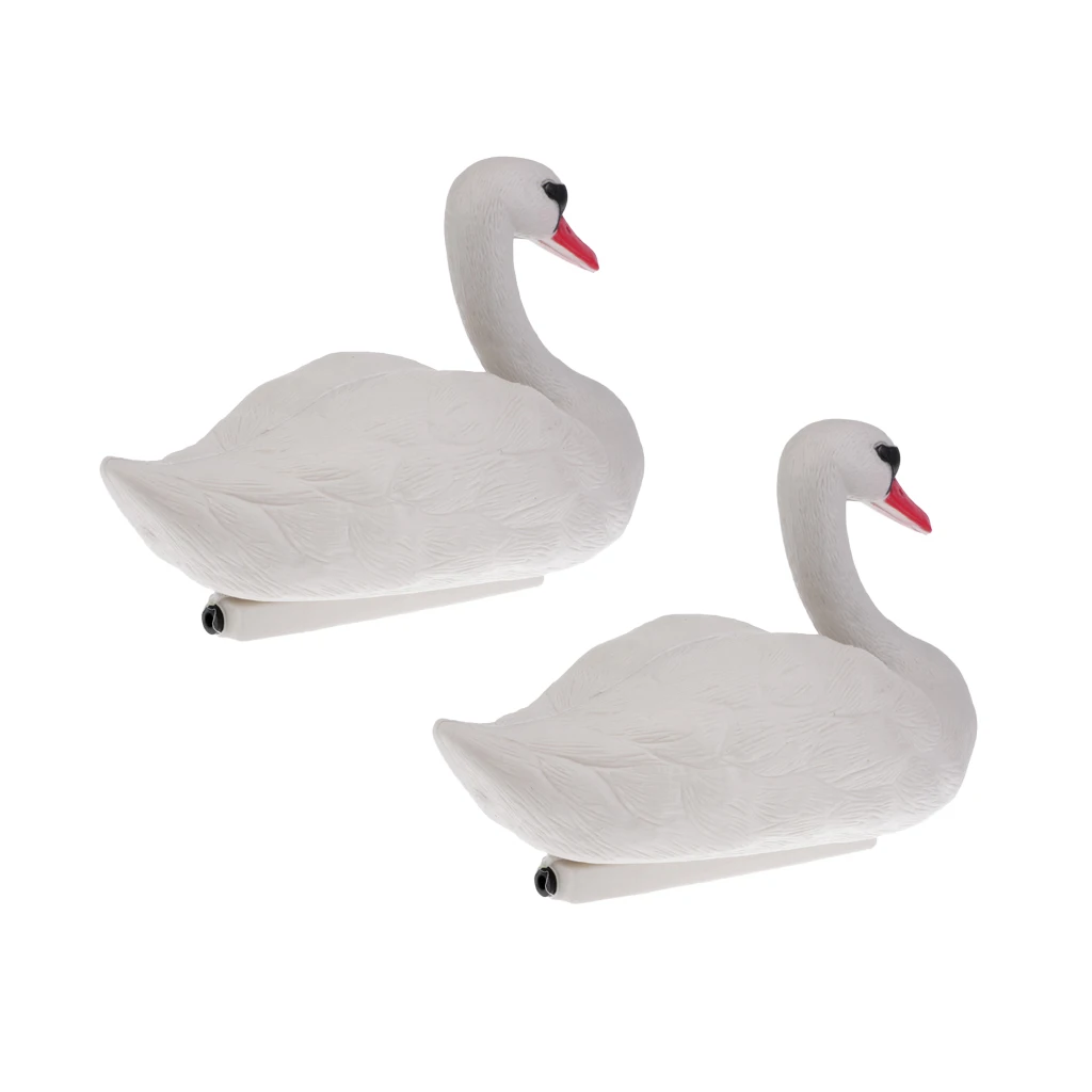 2pcs Swan Hunting Decoys Floating Goose Decoys Garden Decors Yard Scarer Highly Simulated 3D lifelike Hunting Decoy Ornament