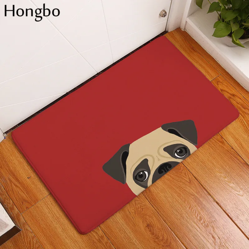 Hongbo 40*60 см Противоскользящие коврики короткие милые мультфильм бульдог щенок коврики Добро пожаловать домой входная дверь пол фланелевый коврик