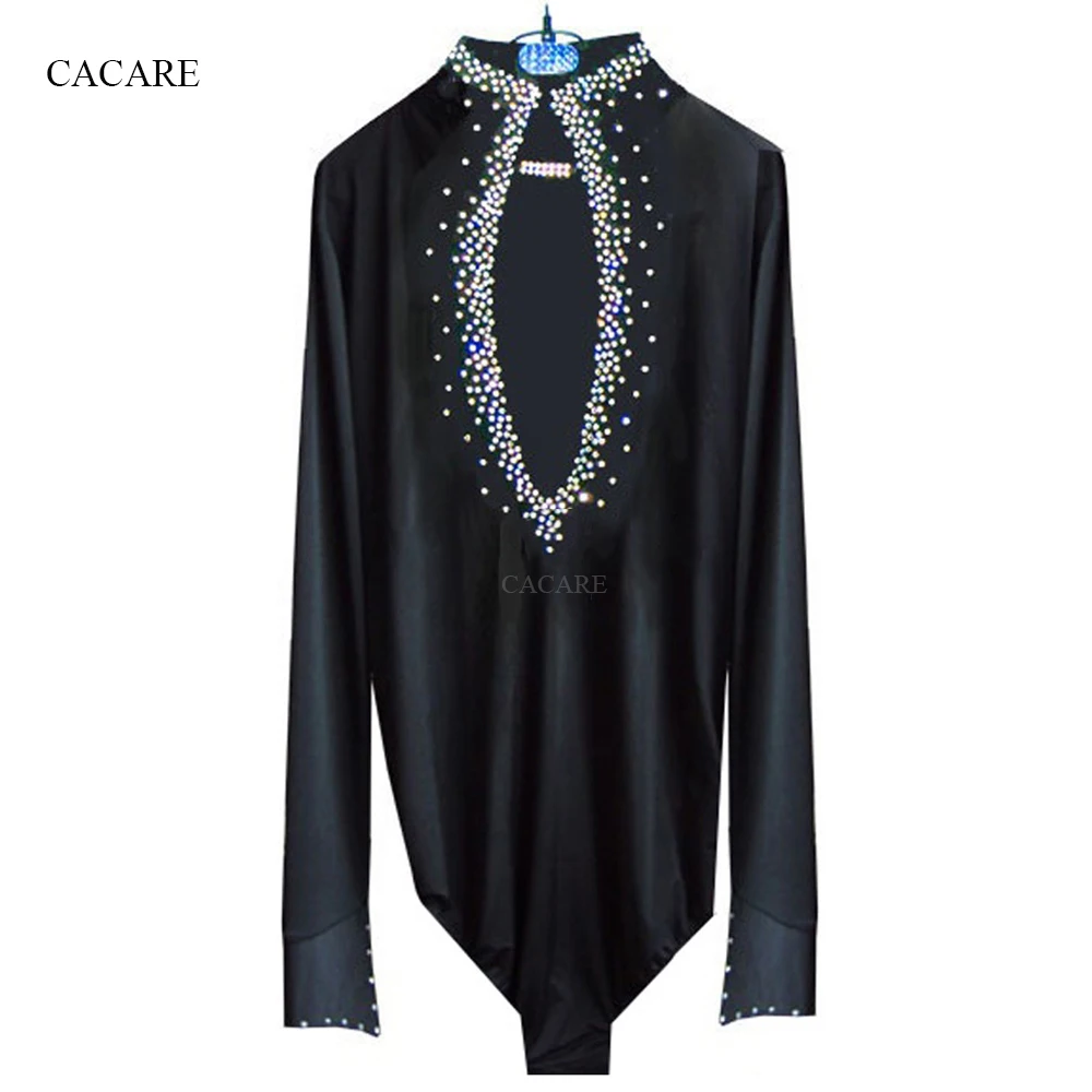 

CACARE Latin Dance Shirts Men Boys Dance Shirt for Tango Fringe Rhinestones D0964 Customize