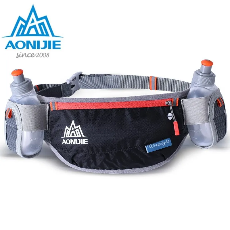 

AONIJIE Men Women Running Waist Bag Hydration Belt Bottle Waterproof Jogging Fanny Packs Waist Pack with Two Water Bottle 250ml