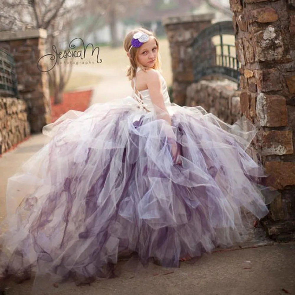 Gorgeous Tulle Girls Party Tutu Dress For With Train Long Casual Summer Princess Flower Girl Dresses Weddings | Детская одежда и